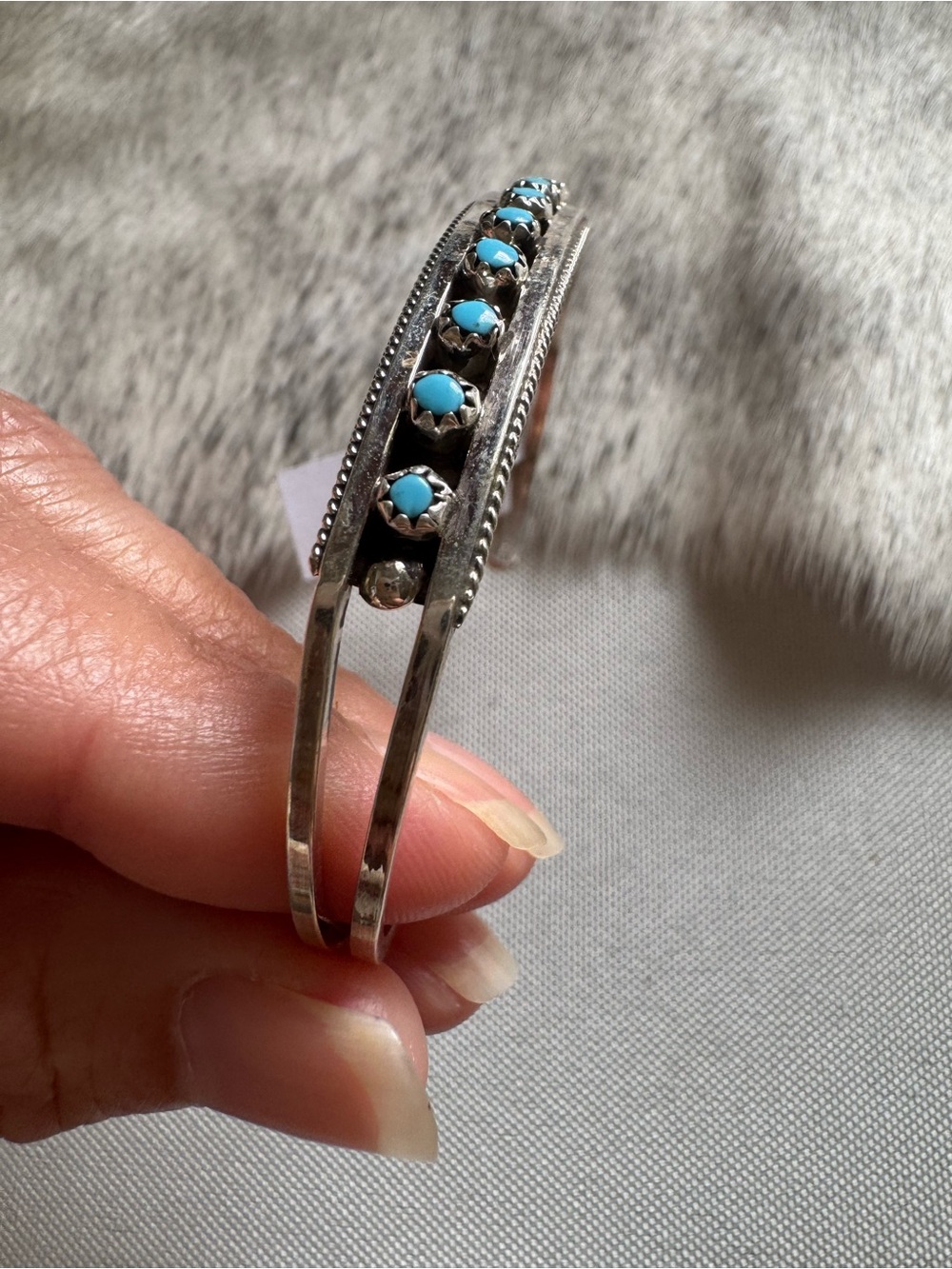 Native American Bracelet with Turquoise Bead Accents - Picture 2 of 6
